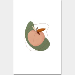 Modern Peach, Fruit illustration Posters and Art